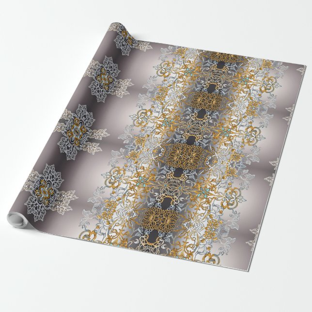 Gold and Sliver Lacy  Wrapping Paper (Unrolled)