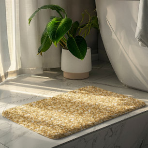 Gold And Sparkling White Glitter Pattern Bath Mat