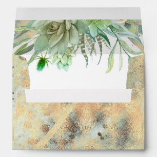Gold and Succulents Greenery Modern Envelope