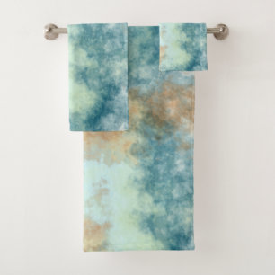 Gold and Teal Bath  Bath Towel Set