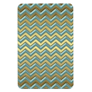 Gold and Teal Chevron Pattern Magnet