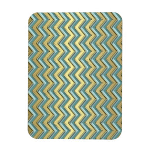 Gold and Teal Chevron Pattern Magnet