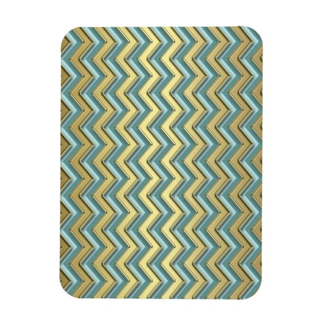 Gold and Teal Chevron Pattern Magnet (Vertical)