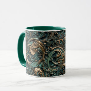 Gold And Teal Embossed Mug