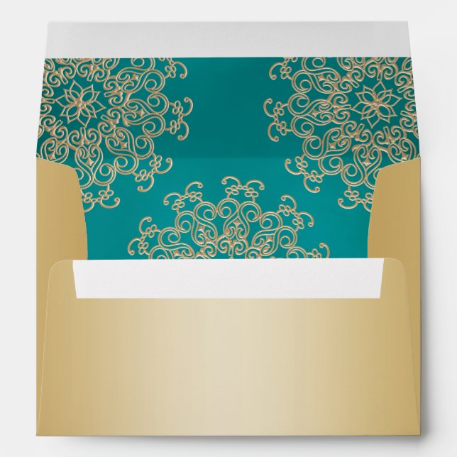Gold and Teal Indian Style Envelopes (Back (Bottom))