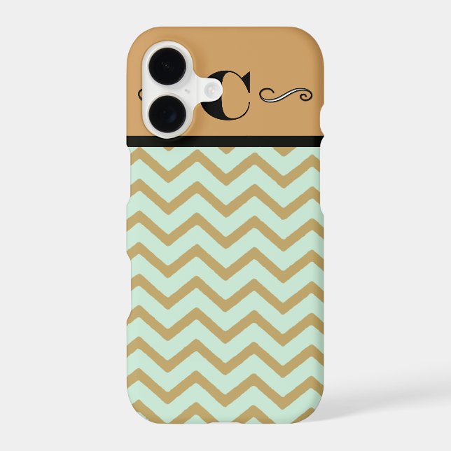 Gold and Teal Monogram phone Case (Back)