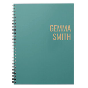 gold and teal personalized monogram minimalist notebook