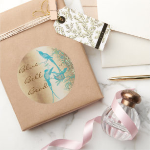 Gold and Turquoise Hummingbird Swirl Classic Round Sticker