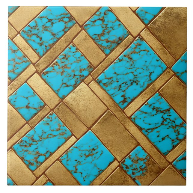Gold and turquoise tiles - Coll. Turquoise (Front)