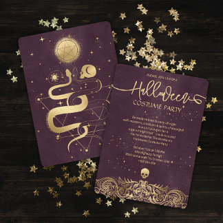 Gold And Velvet Red Fancy Halloween Party  Invitation