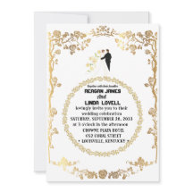 gold and whit wedding invitation