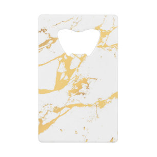 Gold and White Abstract Acrylic Painting Abstract Credit Card Bottle Opener