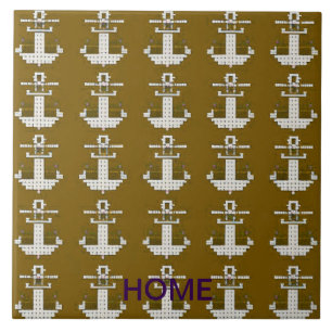 Gold and white abstract tile