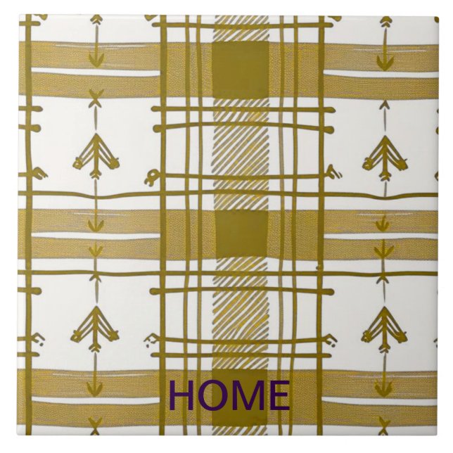 Gold and white abstract  tile (Front)