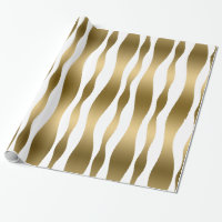 Gold And White Abstract Zebra Stripes