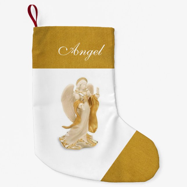 Gold and White Angel Custom Christmas Stocking (Front)