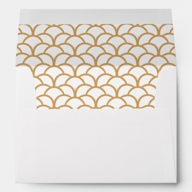 Gold and White Art Deco Fish Scale Pattern   Envelope (Back (Bottom))