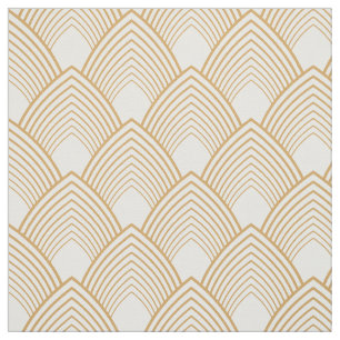 Gold and White Art Deco Pattern Fabric