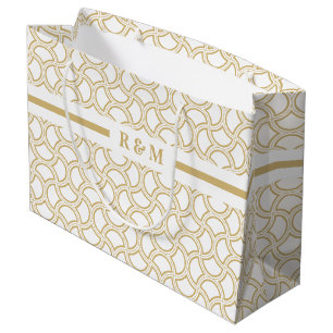 Gold and White Art Deco Pattern Large Gift Bag