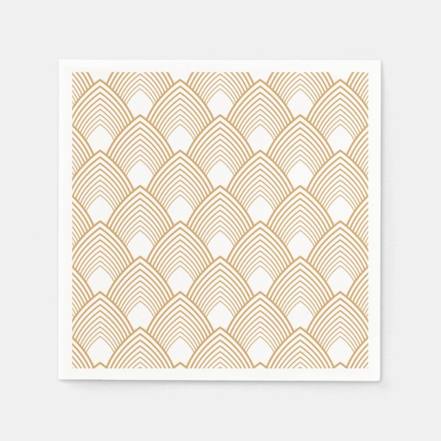 Gold and White Art Deco Pattern Napkin (Front)
