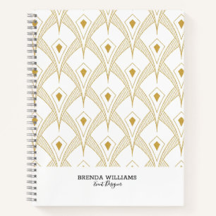 Gold and white art-deco pattern notebook