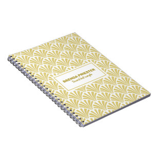 Gold and white art-deco pattern notebook