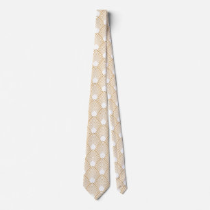 Gold and White Art Deco Pattern Tie