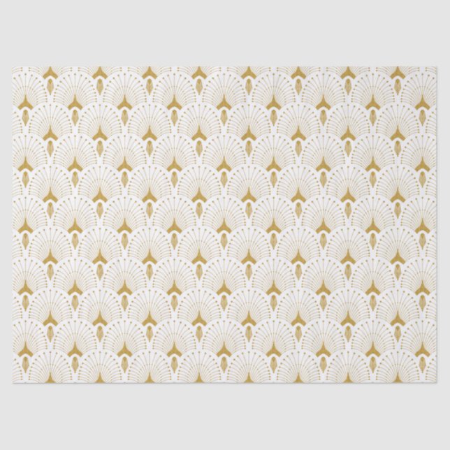Gold and white art-deco pattern tissue paper (Front)