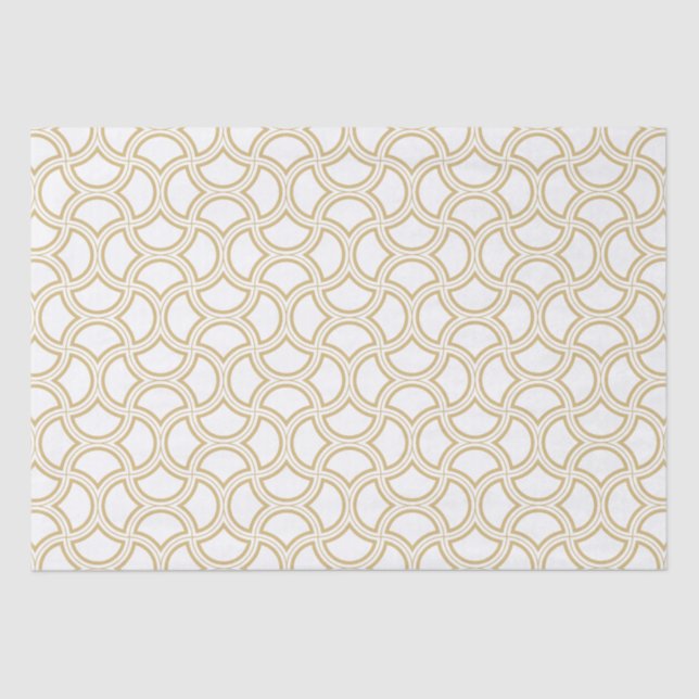 Gold and White Art Deco Pattern Tissue Paper (Front)