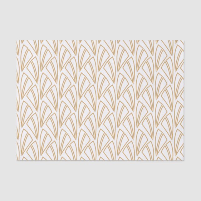 Gold and White Art Deco Pattern Tissue Paper (Front)