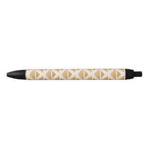 Gold and white Art Deco pattern with rhombuses Black Ink Pen