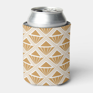 Gold and white Art Deco pattern with rhombuses Can Cooler