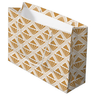 Gold and white Art Deco pattern with rhombuses Large Gift Bag