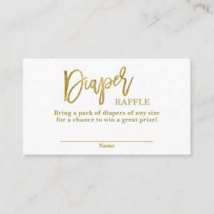 Gold and white baby shower Diaper Raffle Enclosure Card