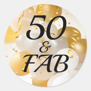 Gold and White Balloons Party Stickers