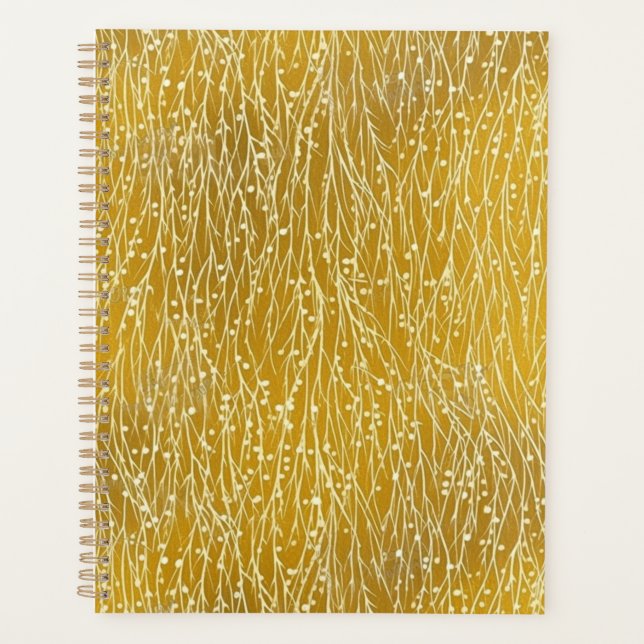 Gold and White Branches Chiyogami Planner (Front)