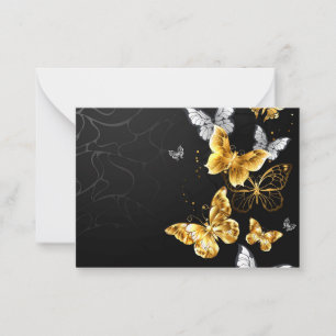 Gold and white butterflies advice card