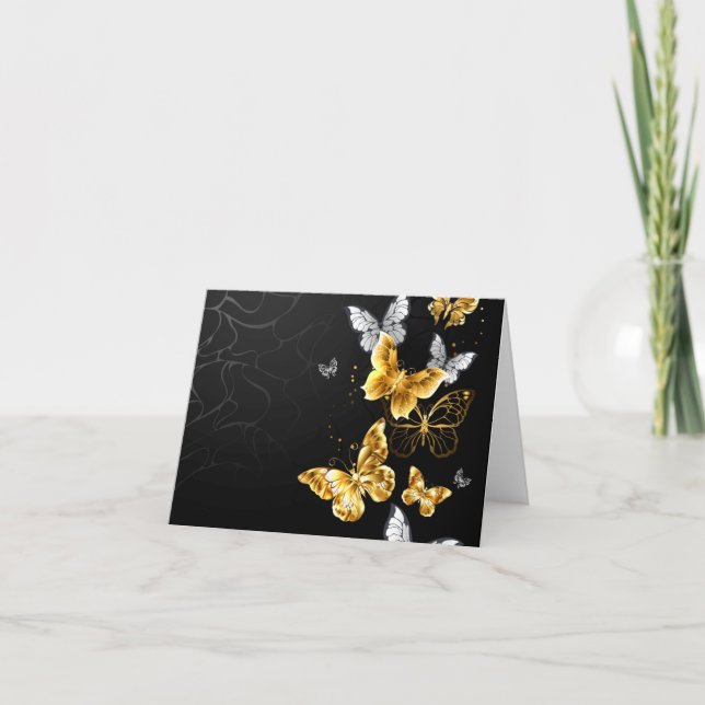 Gold and white butterflies announcement (Front)