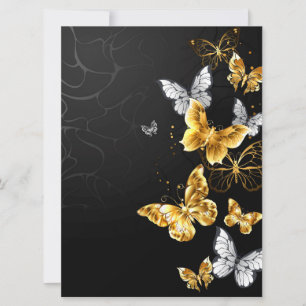 Gold and white butterflies announcement