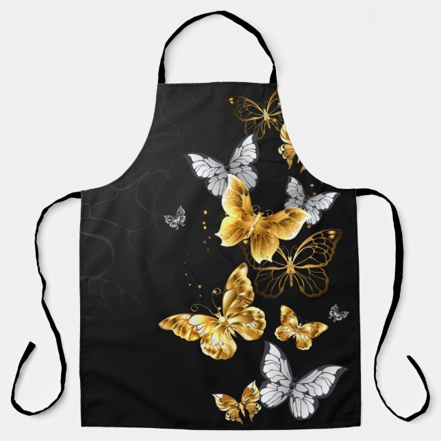 Gold and white butterflies apron (Front)