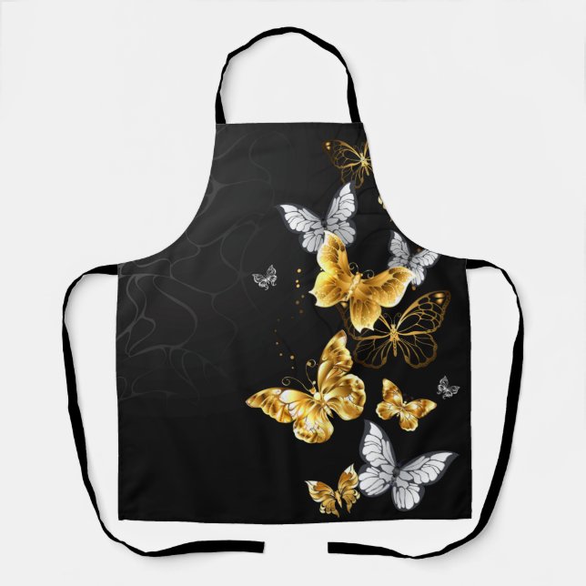 Gold and white butterflies apron (Front)