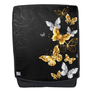 Gold and white butterflies backpack
