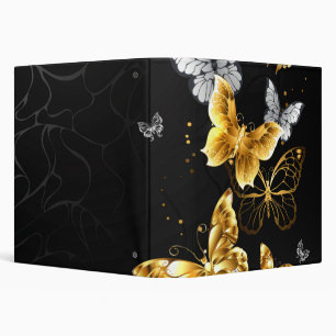 Gold and white butterflies binder