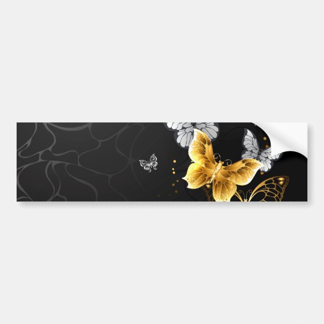 Gold and white butterflies bumper sticker (Front)