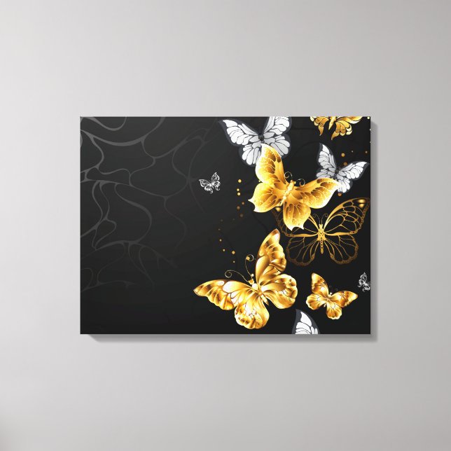 Gold and white butterflies canvas print (Front)