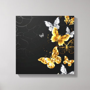 Gold and white butterflies canvas print