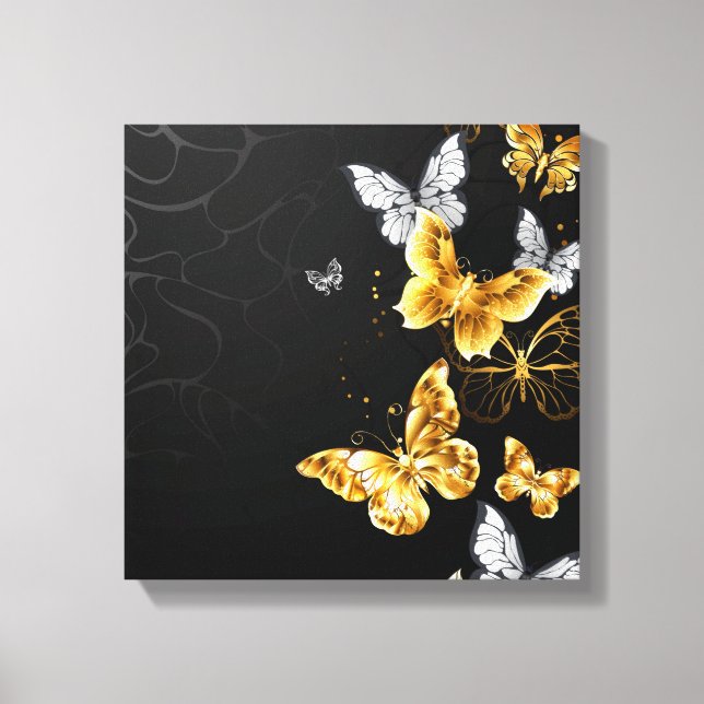 Gold and white butterflies canvas print (Front)