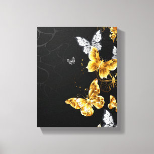 Gold and white butterflies canvas print