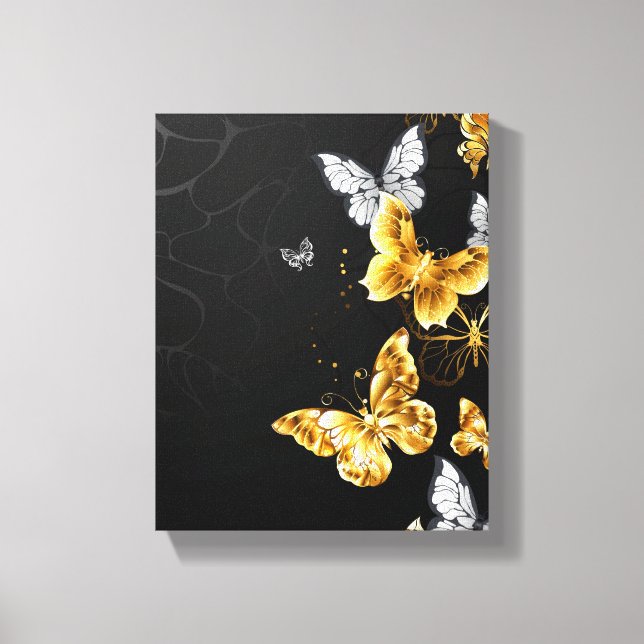 Gold and white butterflies canvas print (Front)