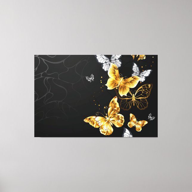Gold and white butterflies canvas print (Front)